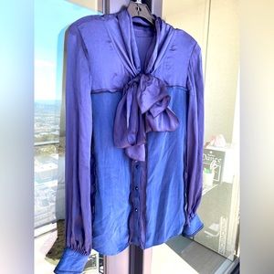 Stunning Navy Bow Blouse in Classic Navy Blue